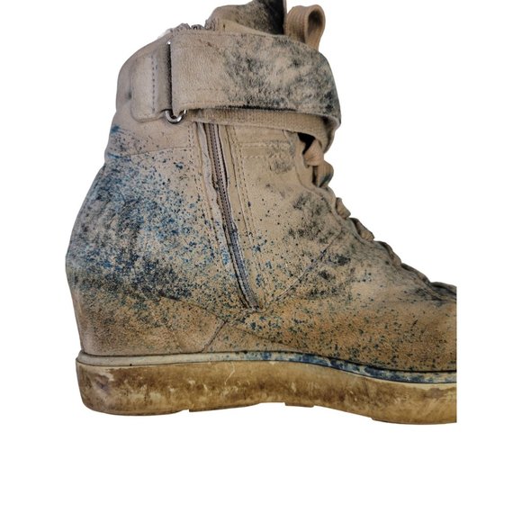 Prada Women's size 7.5 blue paint splash high top sneaker - Picture 8 of 16